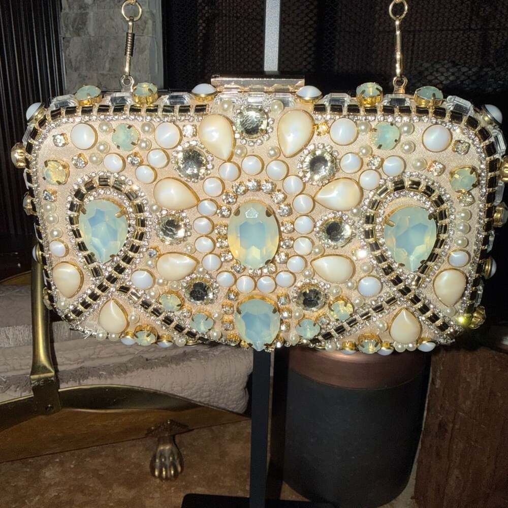 Beaded Rhinestone Evening Clutch Bag